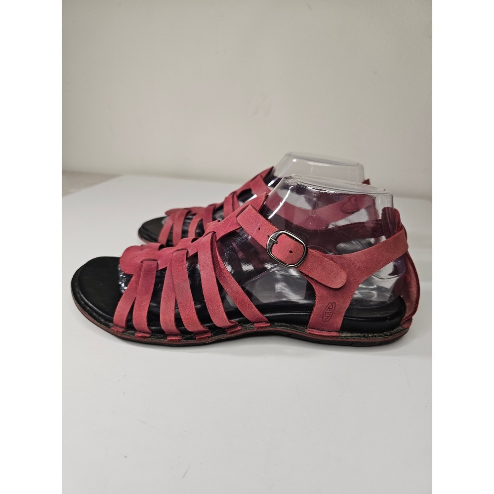 KEEN Rose City T-Strap Sandals Womens Beet Red Nubuck Leather Gladiator Flat 8.5